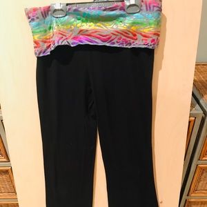 Long, black and rainbow yoga pants